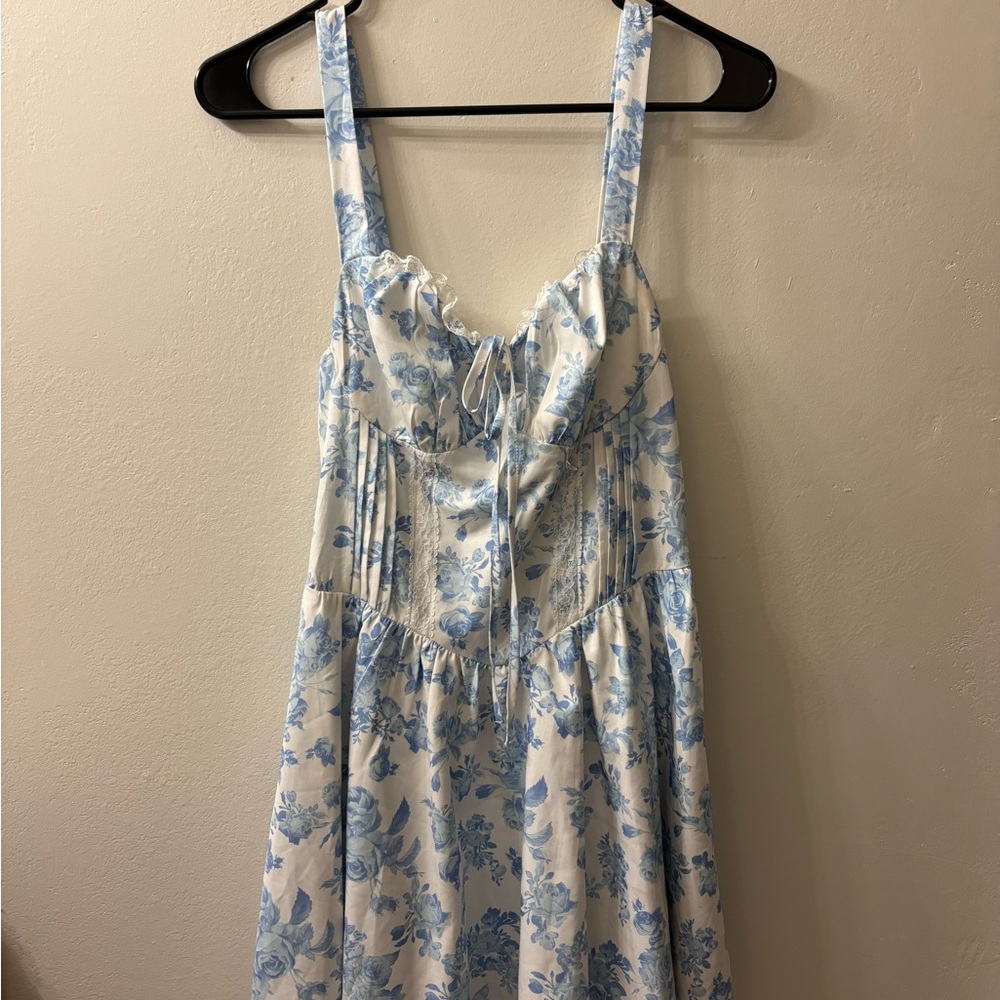 Floral Blue and White Dress